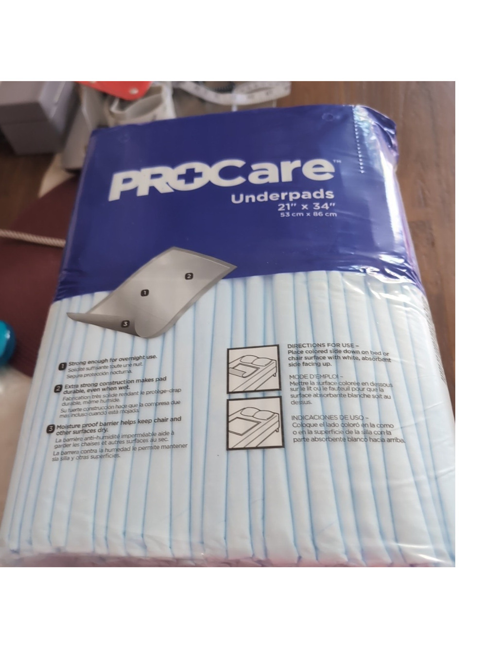 3pack case of ProCare Underpads 21" x 34" Overnight Absorbent Disposable 50CT
